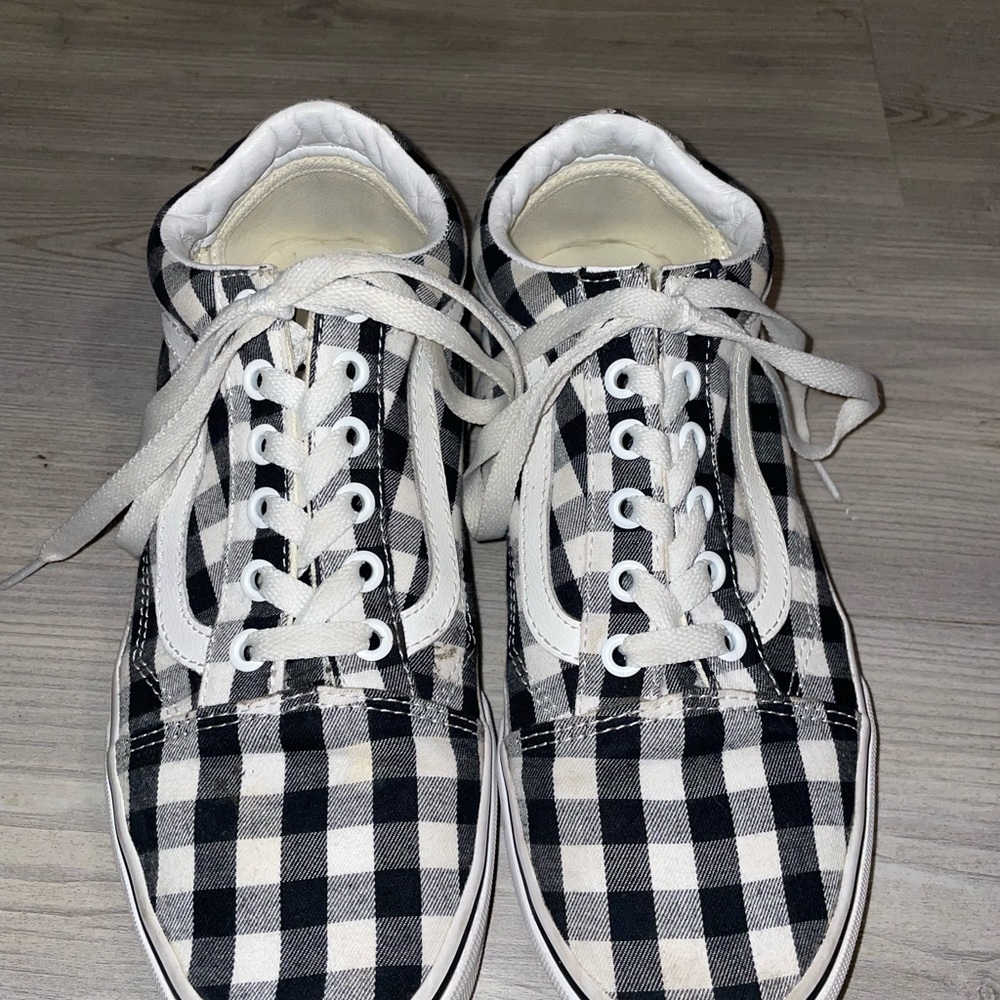 Black and White Gingham Vans 7.5